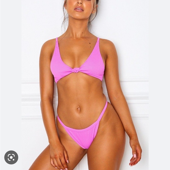 White Fox bikini set neon bright Barbie pink